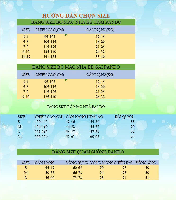 bảng size đầy đủ 1