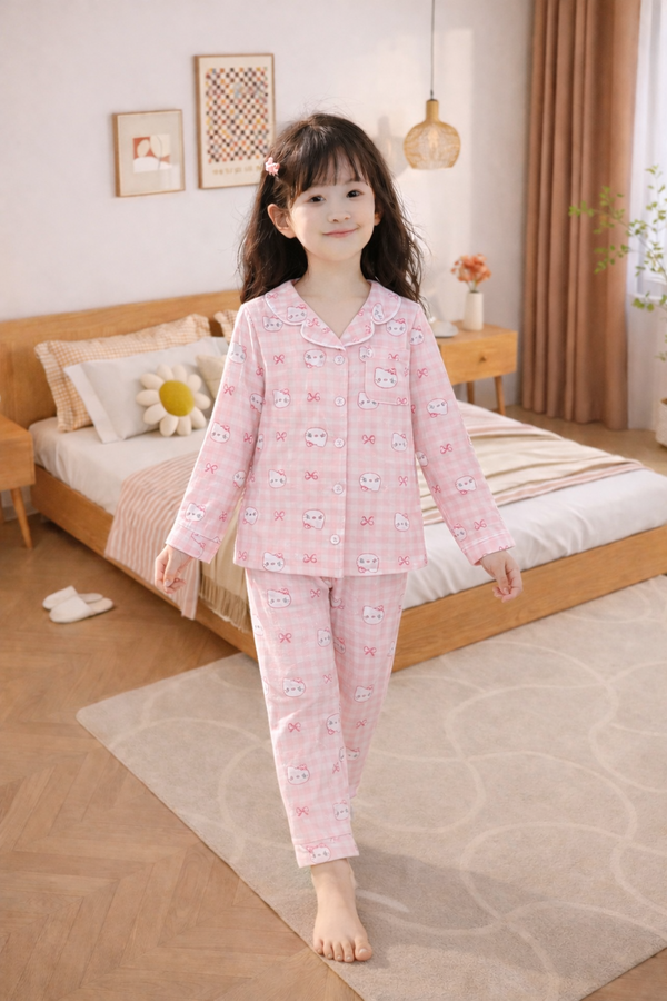 Bộ mặc nhà pyjama dài tay bé gái Pando