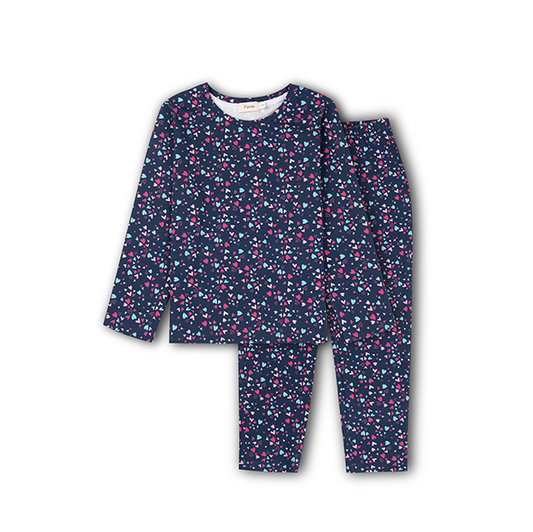 Bộ mặc nhà thu đông cotton hoa nhí bé gái