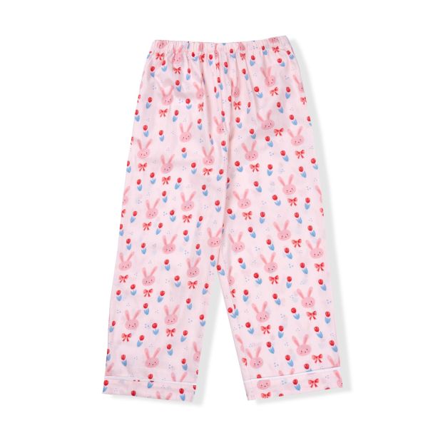 Bộ mặc nhà pyjama dài tay bé gái Pando vải cotton thô hoa