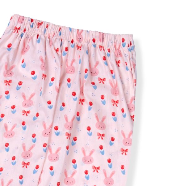 Bộ mặc nhà pyjama dài tay bé gái Pando vải cotton thô hoa