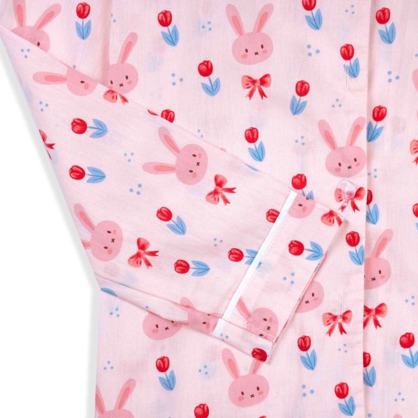 Bộ mặc nhà pyjama dài tay bé gái Pando vải cotton thô hoa