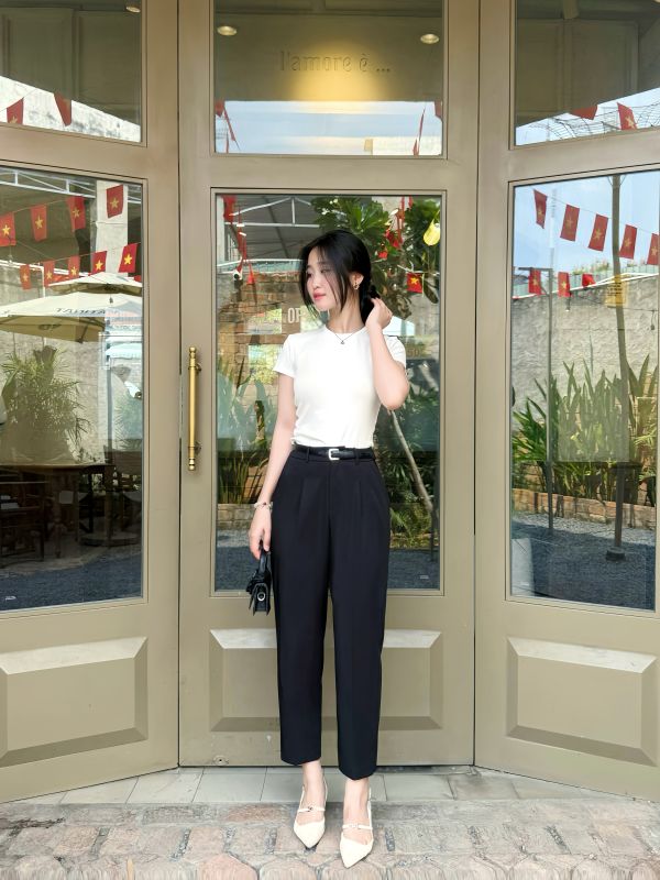 Quần baggy nữ công sở màu đen