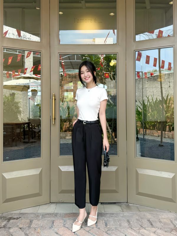 Quần baggy nữ công sở màu đen