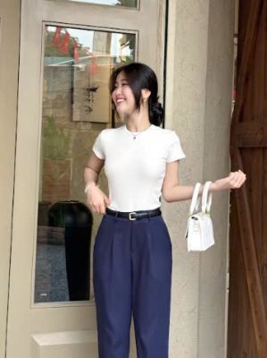 Quần baggy nữ công sở màu xanh than