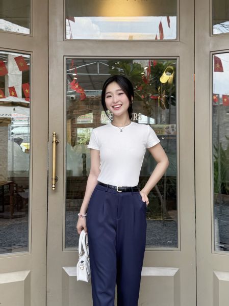 Quần baggy nữ công sở màu xanh than