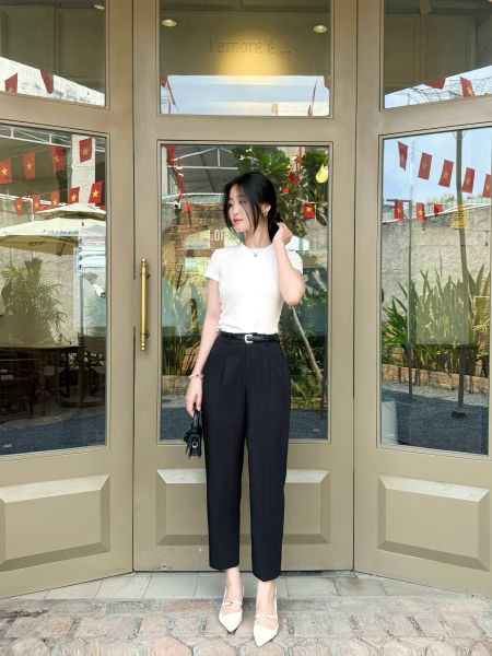 Quần baggy nữ học sinh màu đen