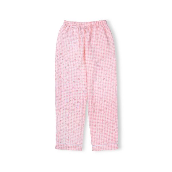 Bộ mặc nhà Pyjama nữ Pando vải caro hoa hồng