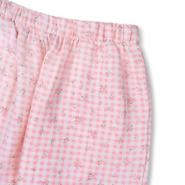 Bộ mặc nhà Pyjama nữ Pando vải caro hoa hồng