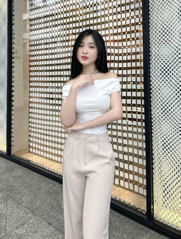 Quần ống suông nữ màu Be