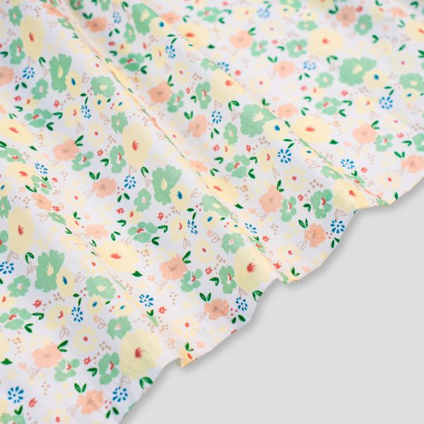 Bộ mặc nhà bé gái Pyjama cộc tay Pando hoa nhí xanh