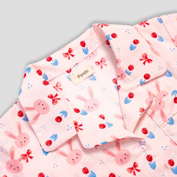 Bộ mặc nhà Pyjama bé gái màu hồng baby