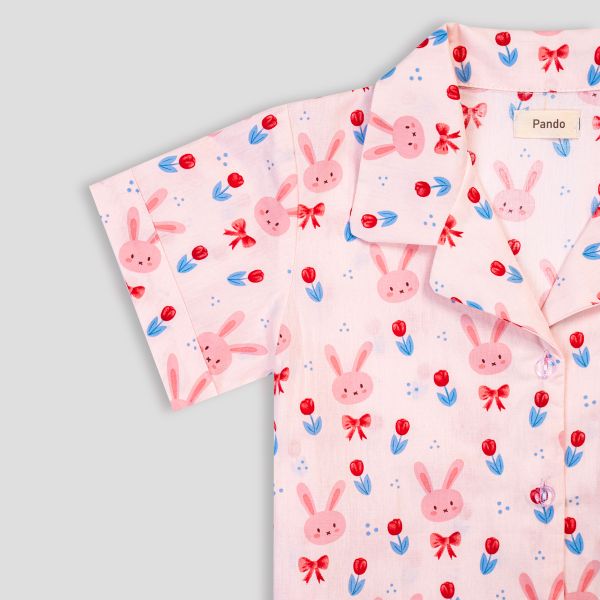 Bộ mặc nhà Pyjama bé gái màu hồng baby
