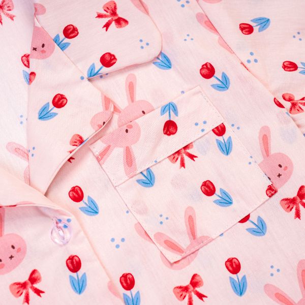 Bộ mặc nhà Pyjama bé gái màu hồng baby