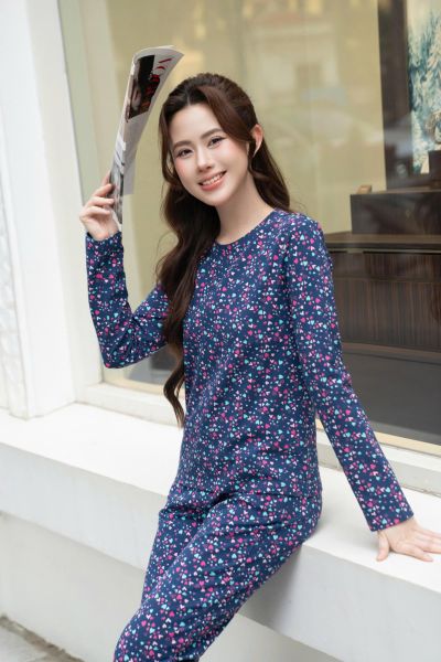 Bộ mặc nhà nữ thu đông cotton