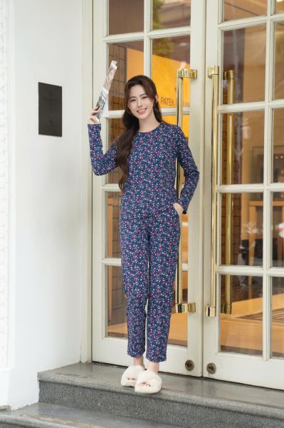 Bộ mặc nhà nữ thu đông cotton